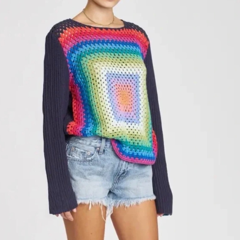 Pistola Claudine Rainbow Crochet Sweater small *like new*